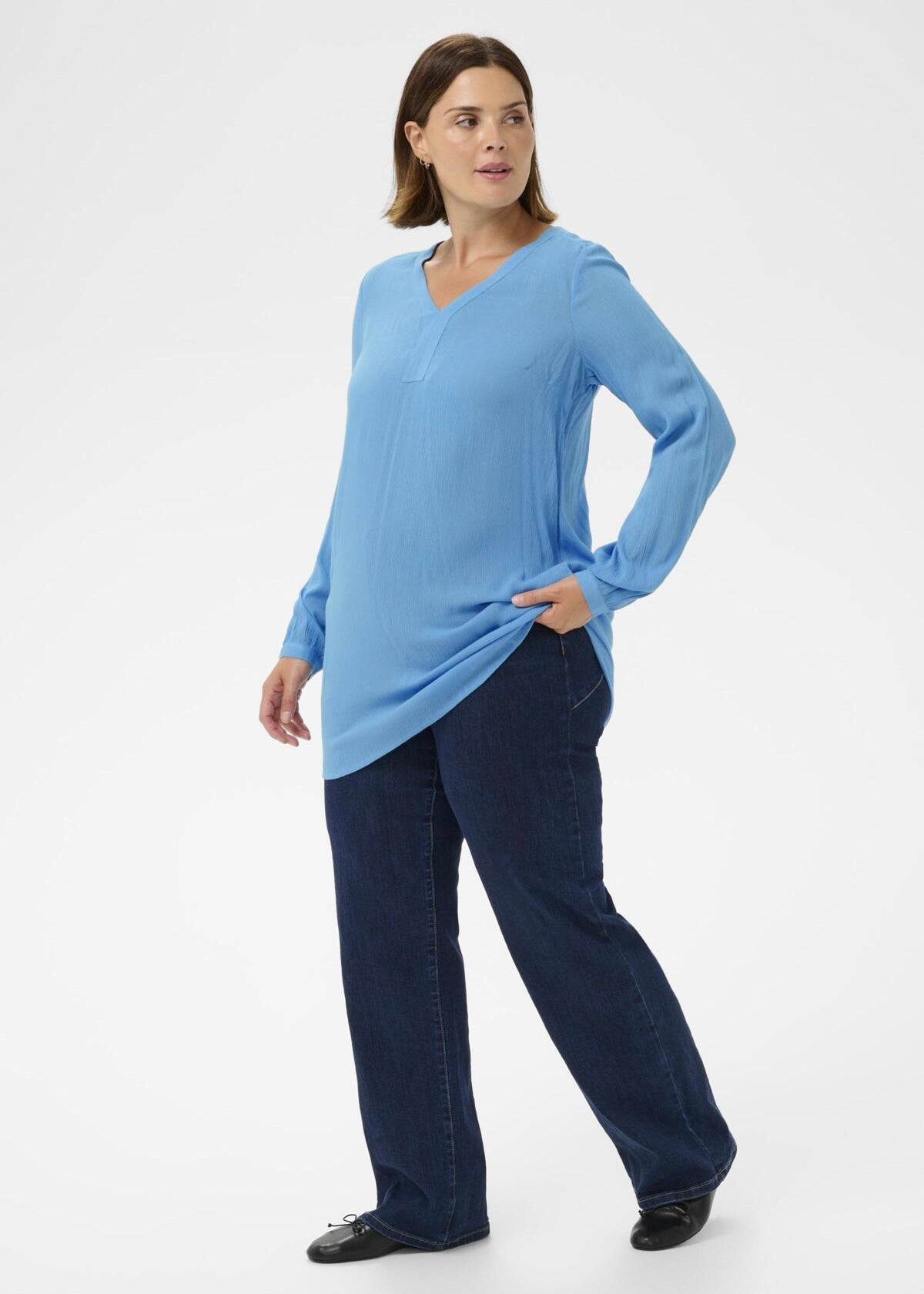 Tunika Amber v/V-hálsi, Azure blá