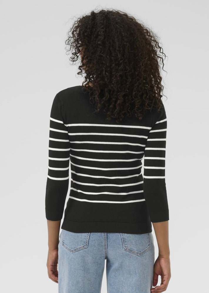 Blusa Lizza, svørt við hvítum strípum