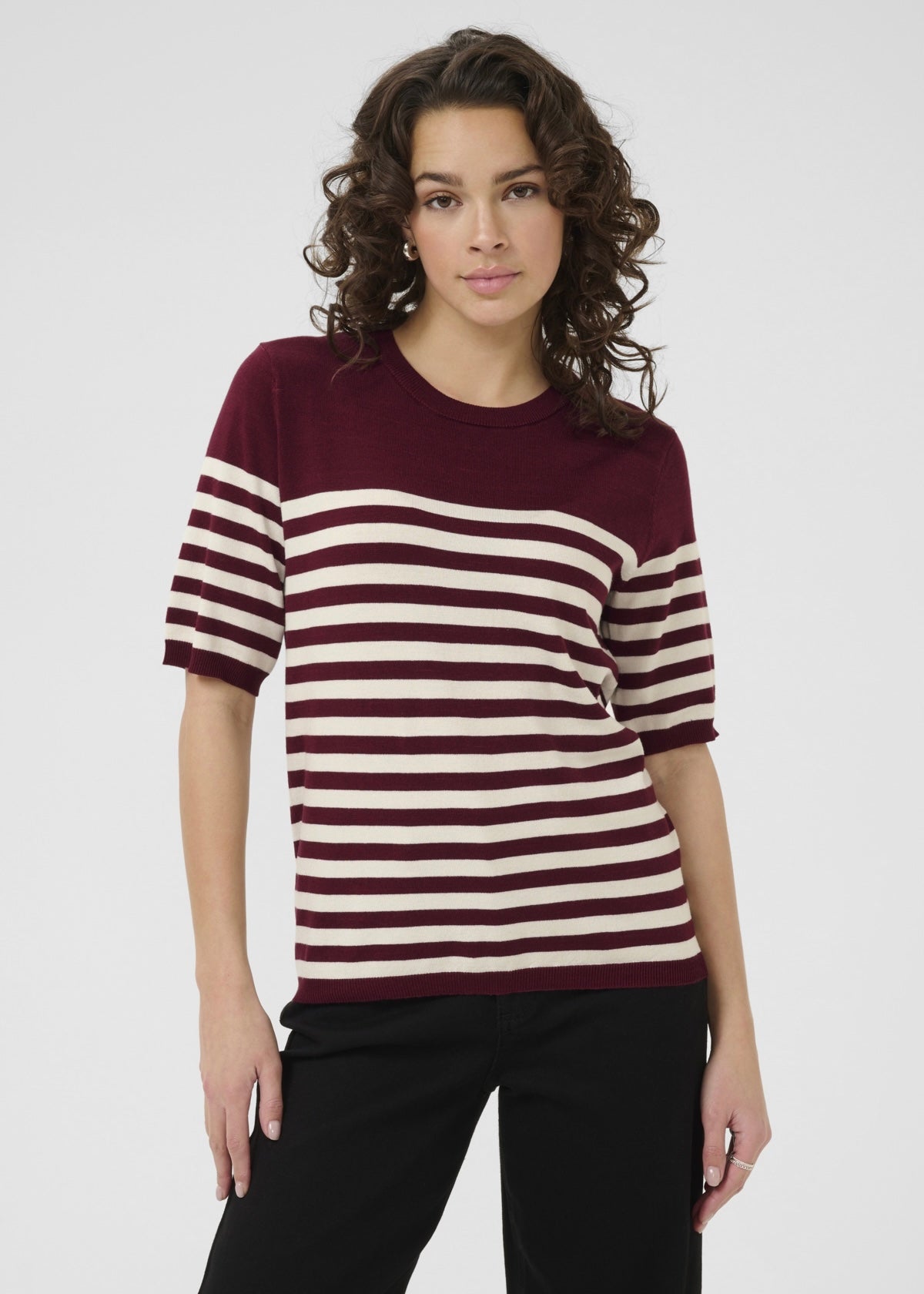 Blusa Lizza, myrkareyð v/strípum