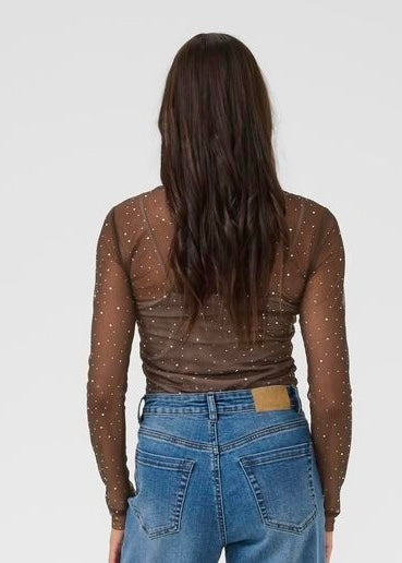 Blusa Stinna, brún við glimmur