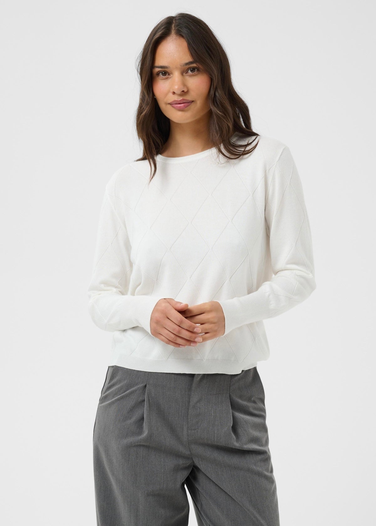 Blusa Lizza Argyle, ráhvít