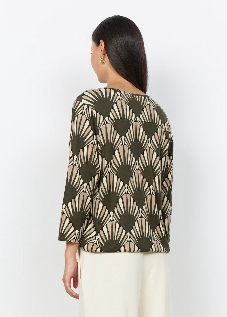 Blusa Felicity 555, grøn 3/4 ermar