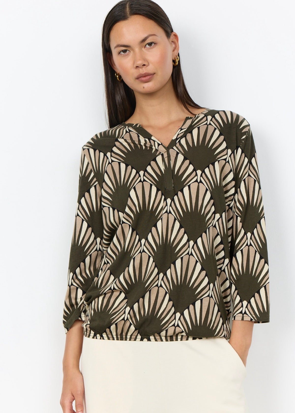 Blusa Felicity 555, grøn 3/4 ermar