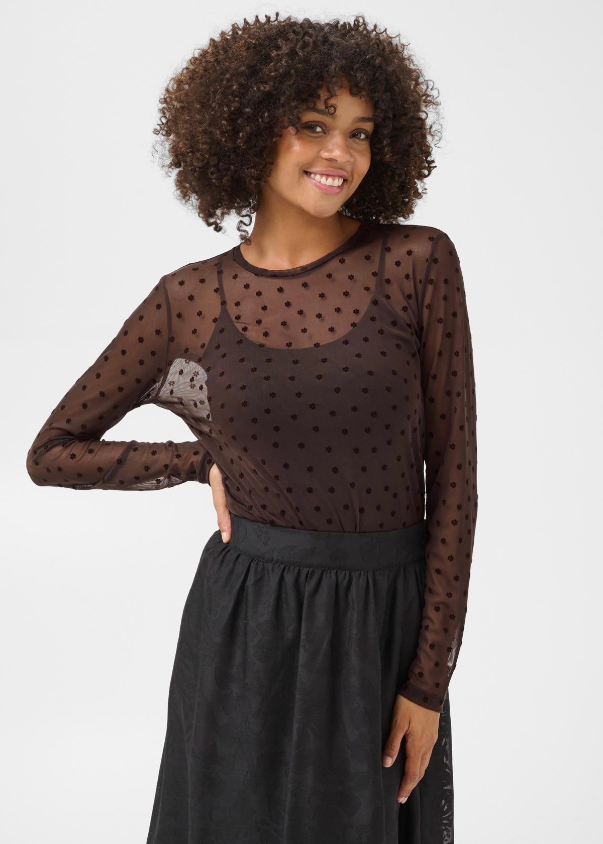 Blusa Laya Mesh, brún