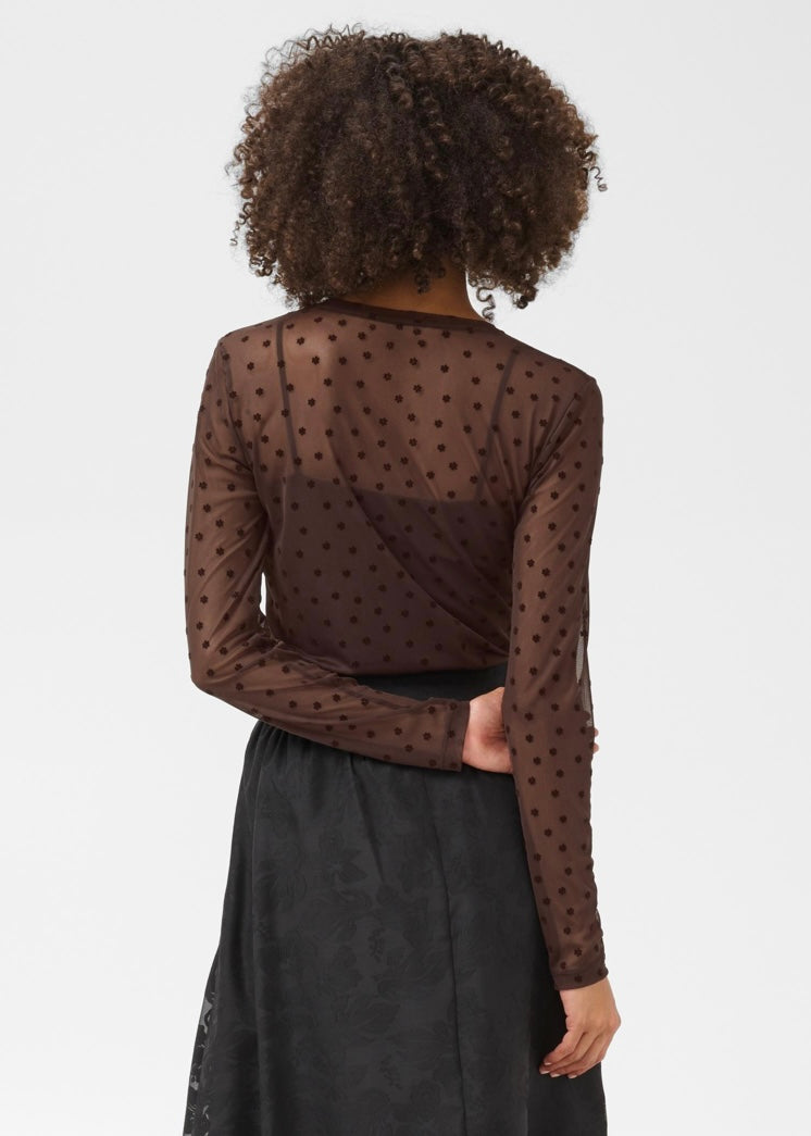 Blusa Laya Mesh, brún