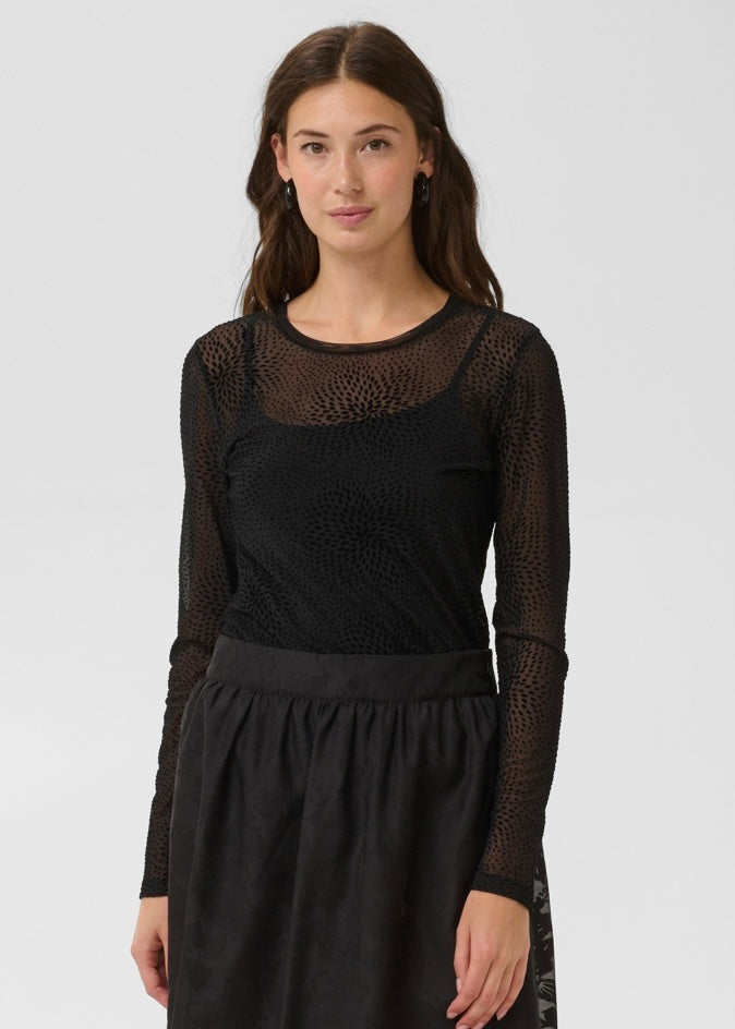 Blusa Laya Mesh, svørt