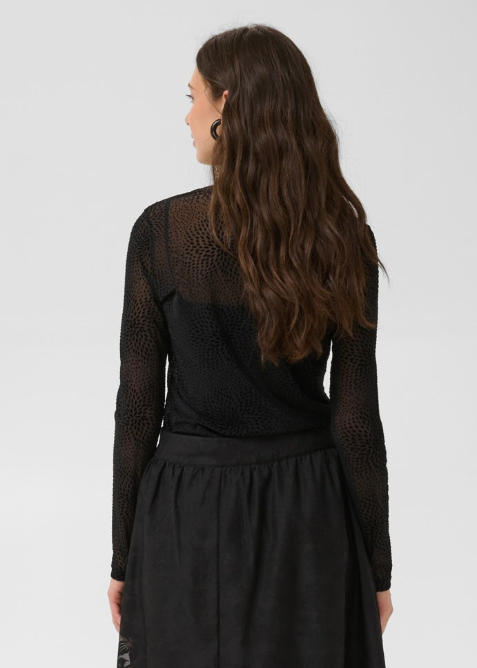 Blusa Laya Mesh, svørt