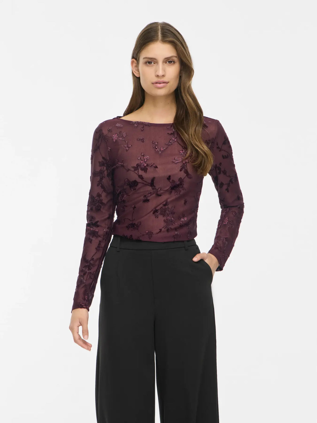 Blusa Miranda mesh, myrkareyð