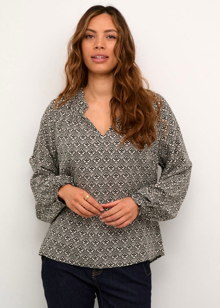 Blusa Safi Bello, svørt/hvít