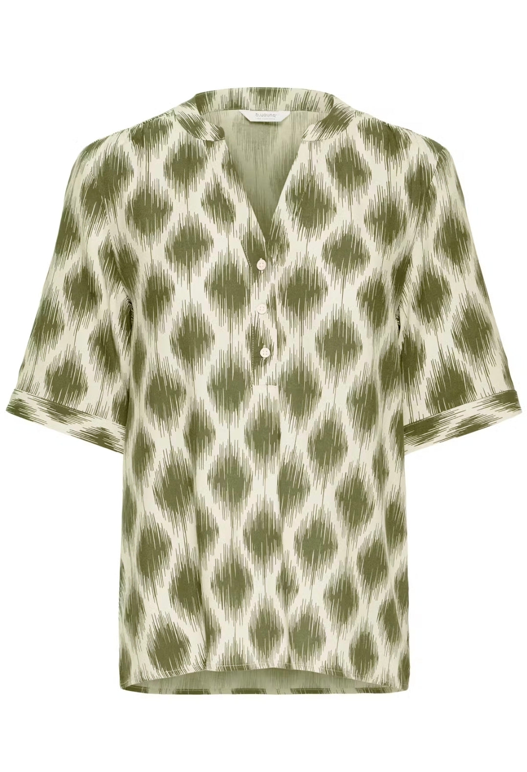 Blusa Joella grøn/ráhvít, við v/hálsi
